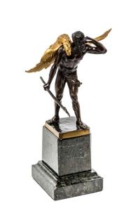 A Continental Gilt and Patinated Bronze Figure, Helmuth Schievelkamp (1849-1890), Height overall 13 inches.