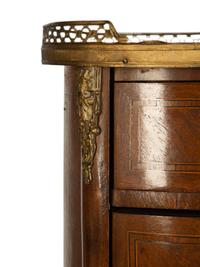 Three French Fruitwood Marble-Top Side Tables