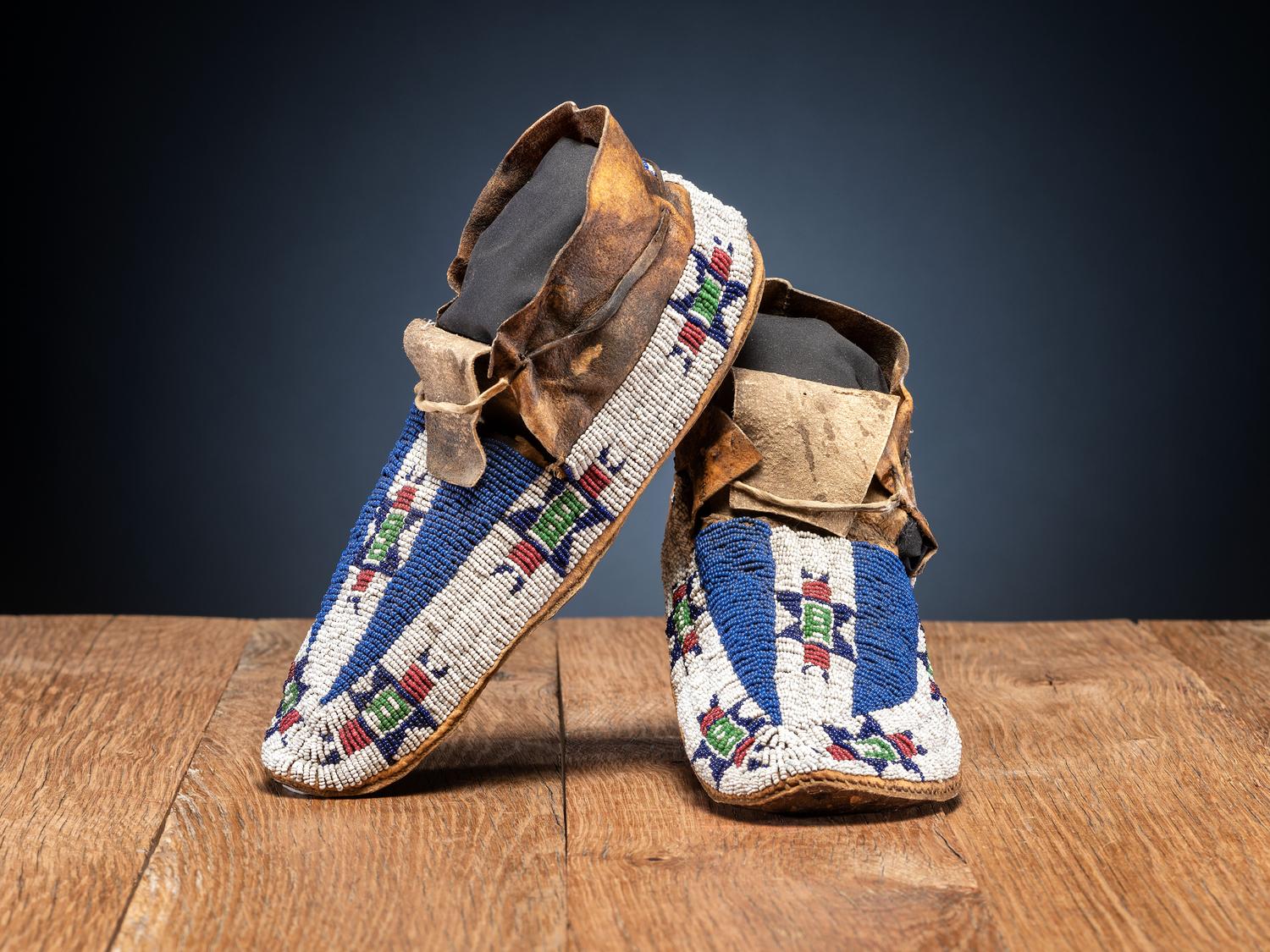 Cheyenne Beaded Hide Moccasins
