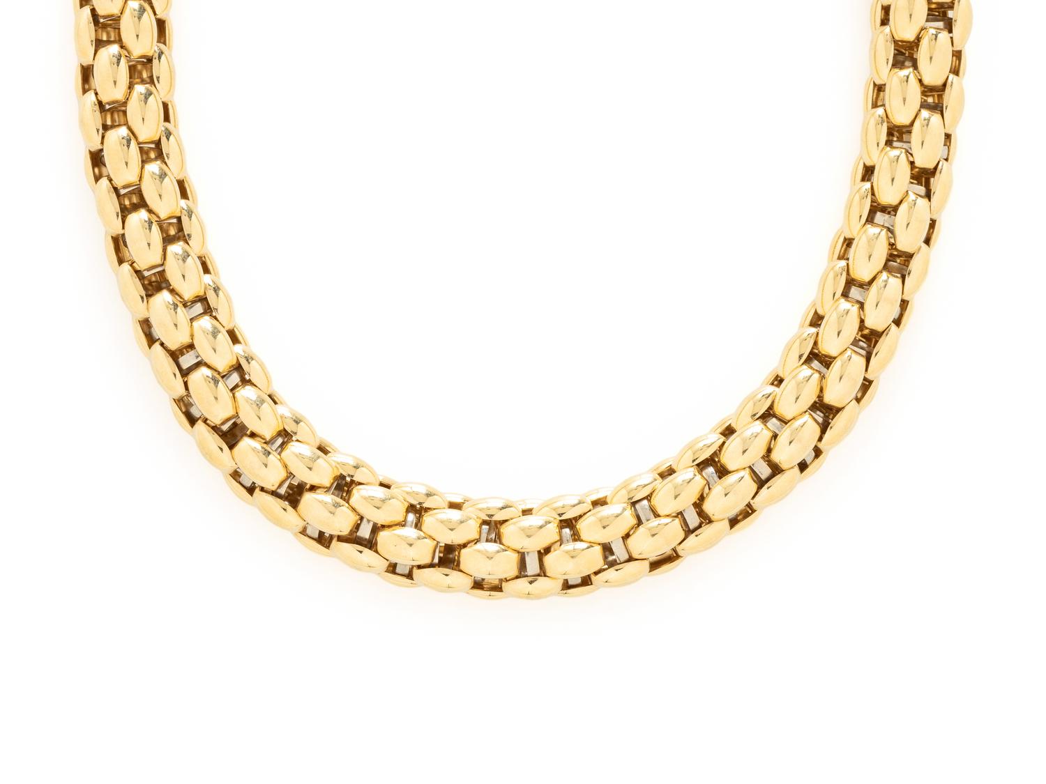 YELLOW GOLD MESH COLLAR NECKLACE