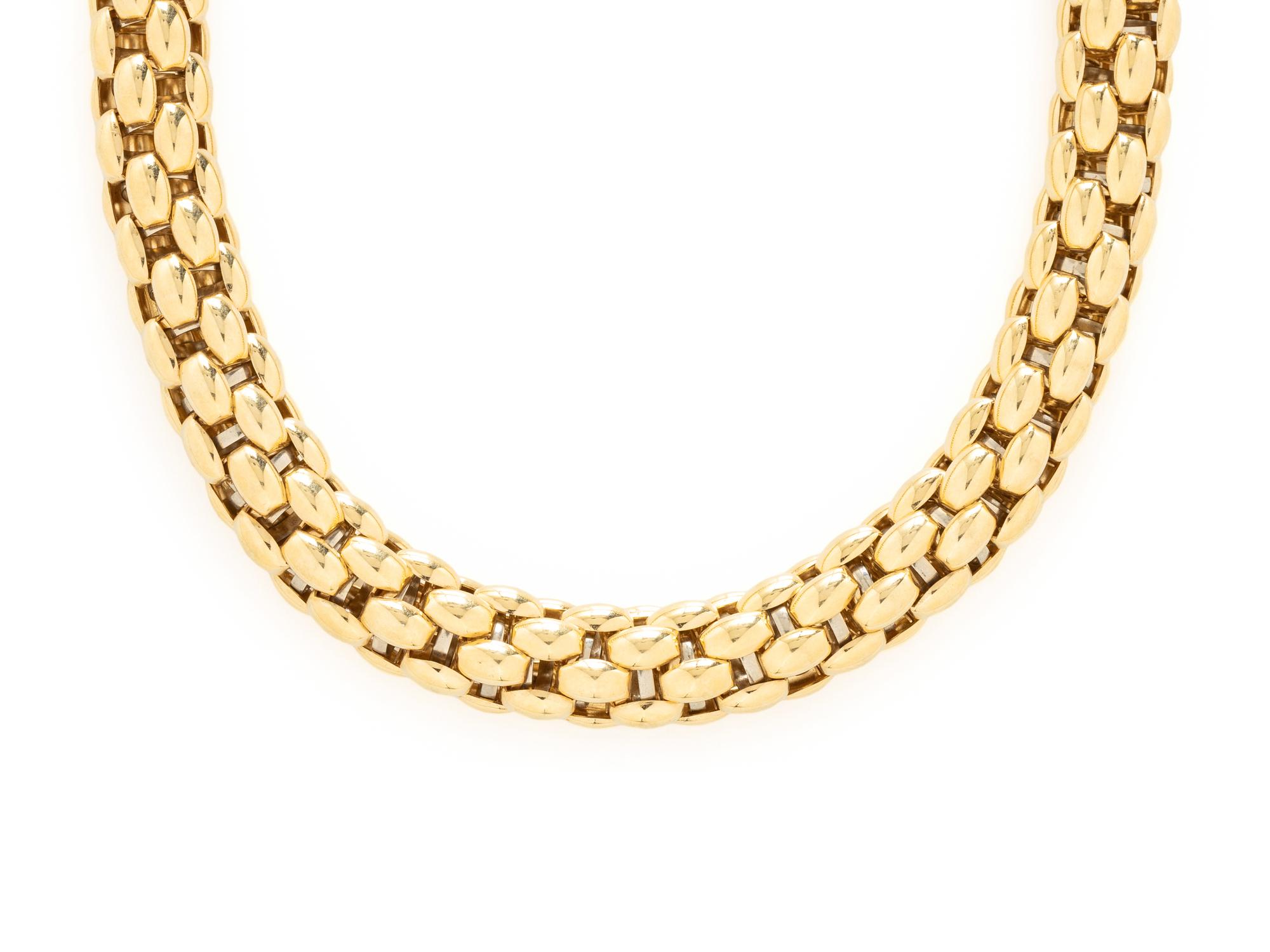 YELLOW GOLD MESH COLLAR NECKLACE