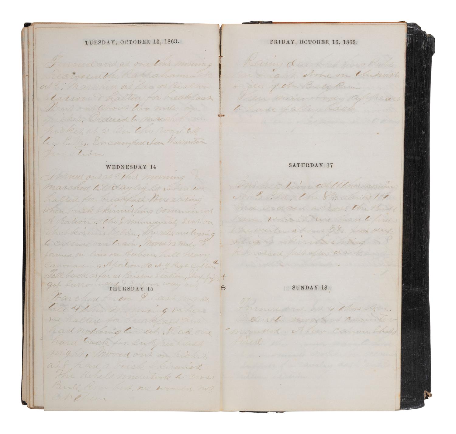 [CIVIL WAR]. Diary of Pvt. Thomas Hyland, 8th Ohio Volunteer Infantry, with Gettysburg content incl. PICKETT'S CHARGE. 1863.