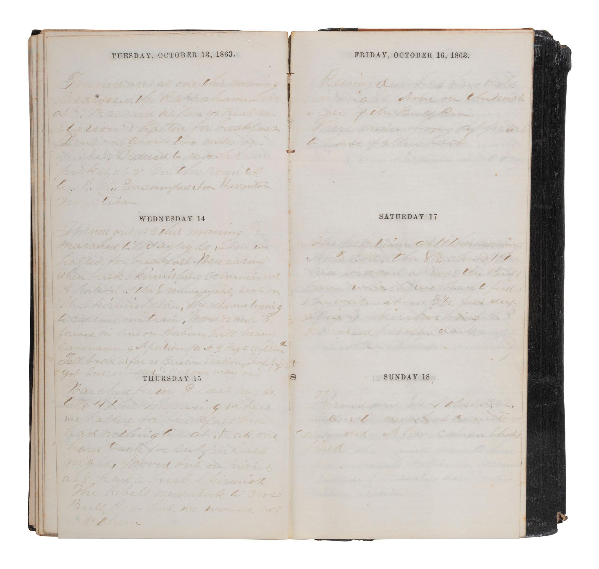 [CIVIL WAR]. Diary of Pvt. Thomas Hyland, 8th Ohio Volunteer Infantry, with Gettysburg content incl. PICKETT'S CHARGE. 1863.