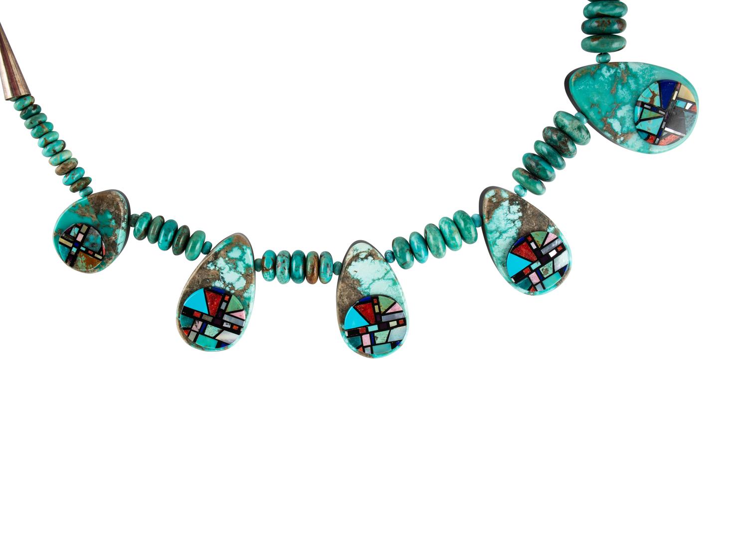 Kewa Turquoise Necklace, with Mosaic Inlay Accents
