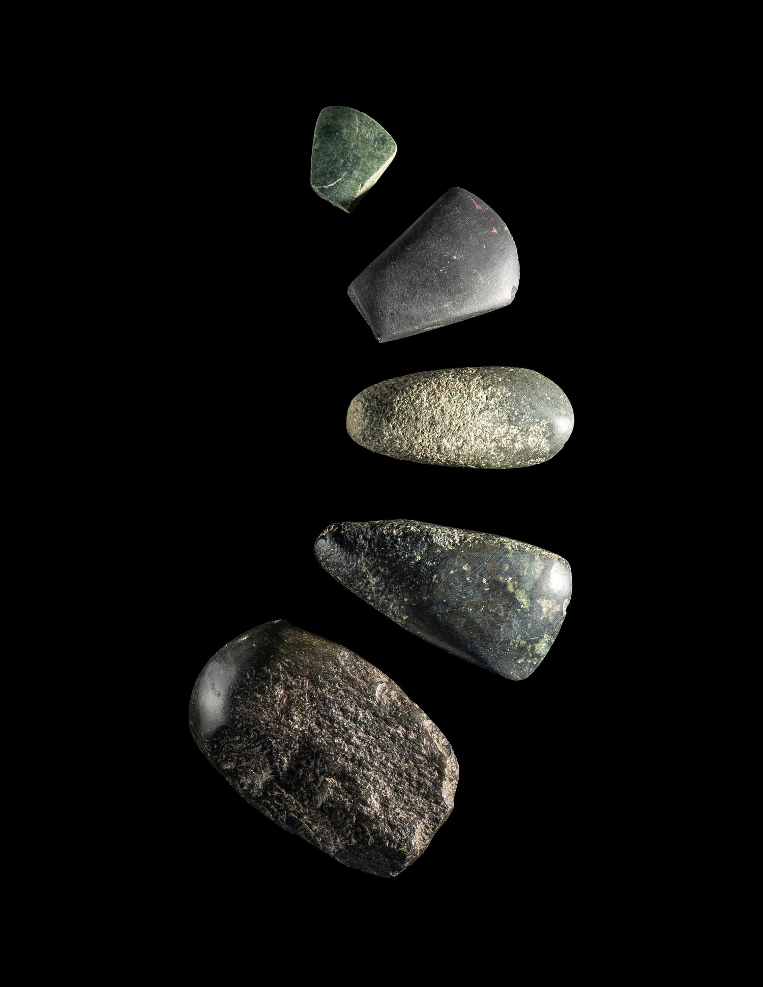 Five Neolithic Jadeite and Basalt Axe Heads