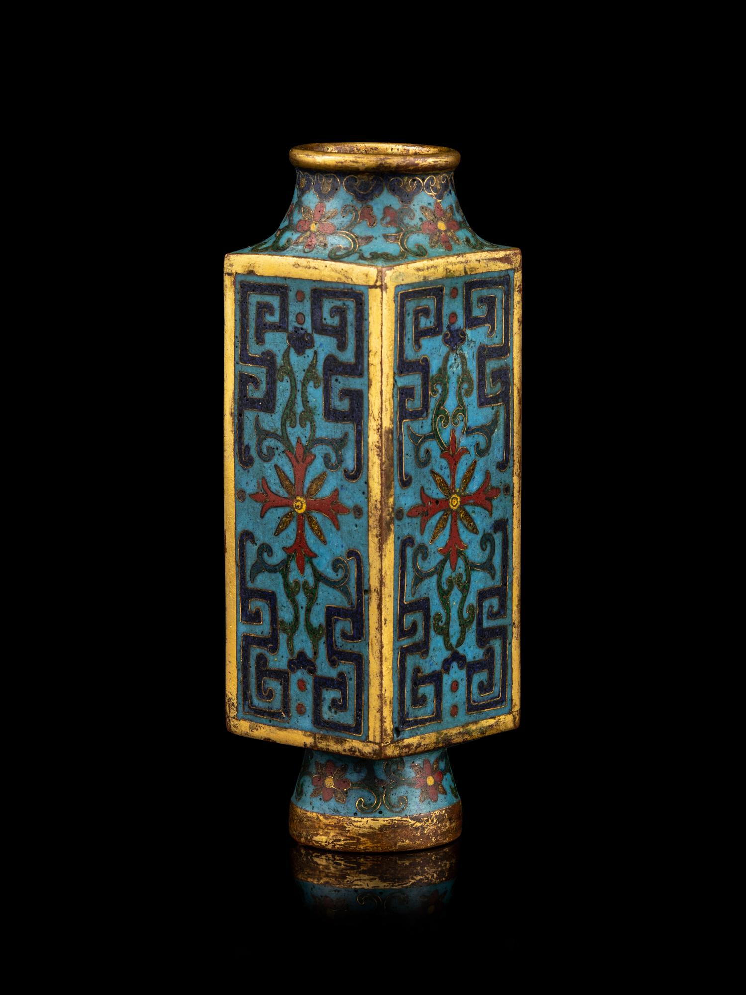 A Cloisonné Enamel Cong -Form Incense Vase