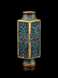 A Cloisonné Enamel Cong -Form Incense Vase