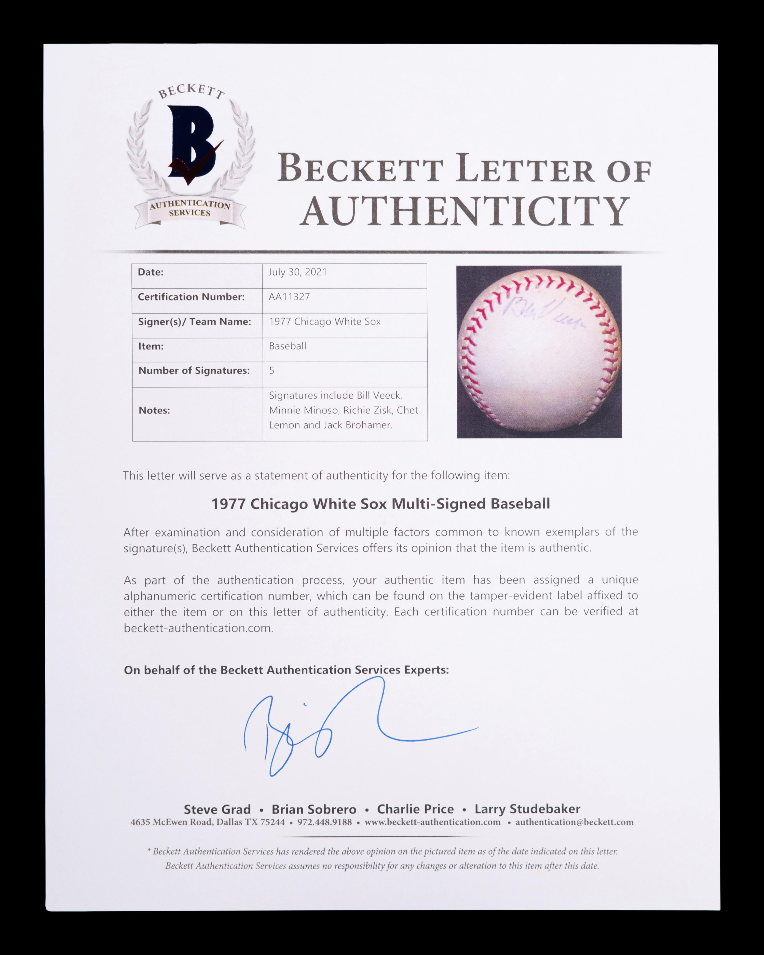 A Group of Hall of Fame Baseball Owner Bill Veeck Signed Autograph Items (BAS Beckett Authentication Services Certified),