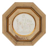 A Framed Neoclassical Style Bisque Porcelain Plaque