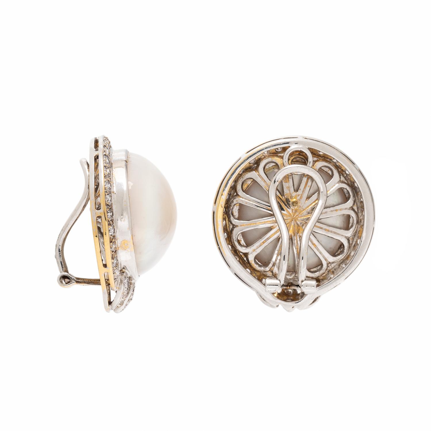 Adler, Mabé Pearl, Diamond, and White Gold Earrings
