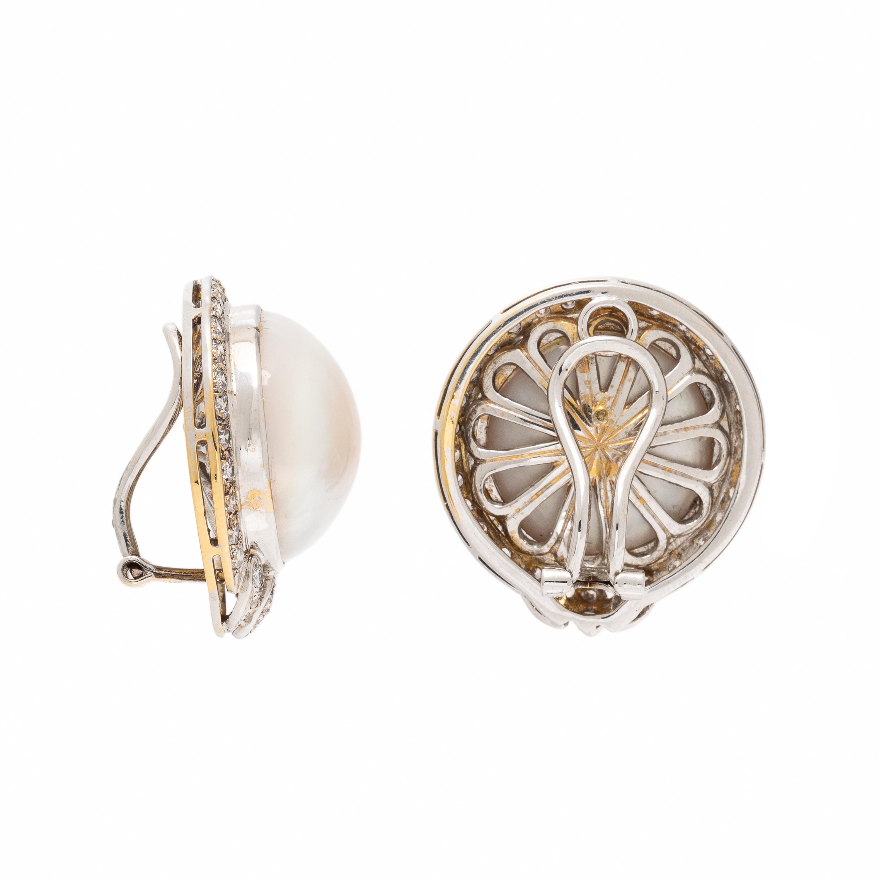 Adler, Mabé Pearl, Diamond, and White Gold Earrings
