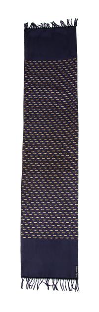 An Hermes Navy Cashmere and Silk Muffler, 54" x 11".