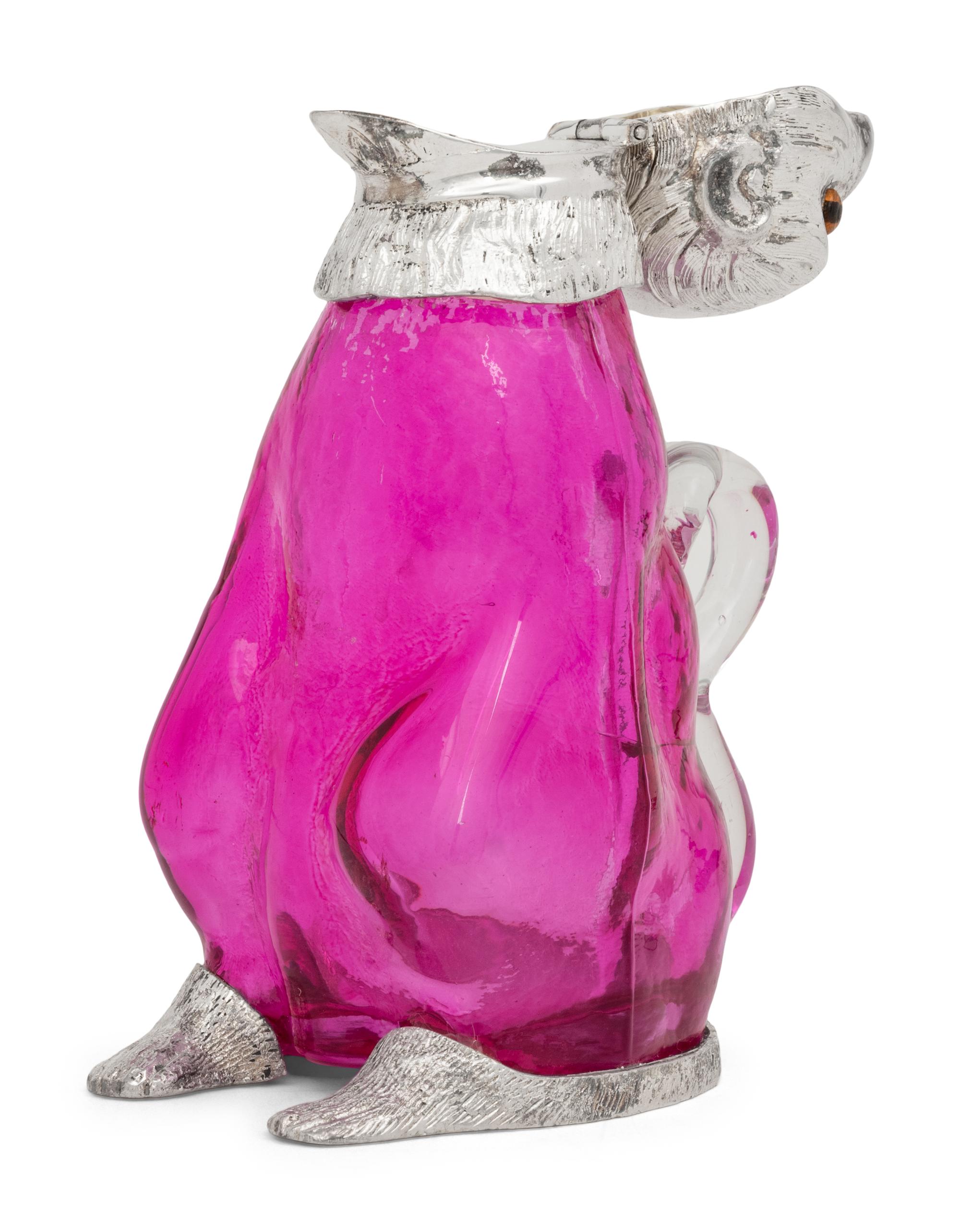 An English Silver-Plate and Glass Monkey Decanter