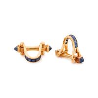 FRENCH, YELLOW GOLD AND SAPPHIRE CUFFLINKS