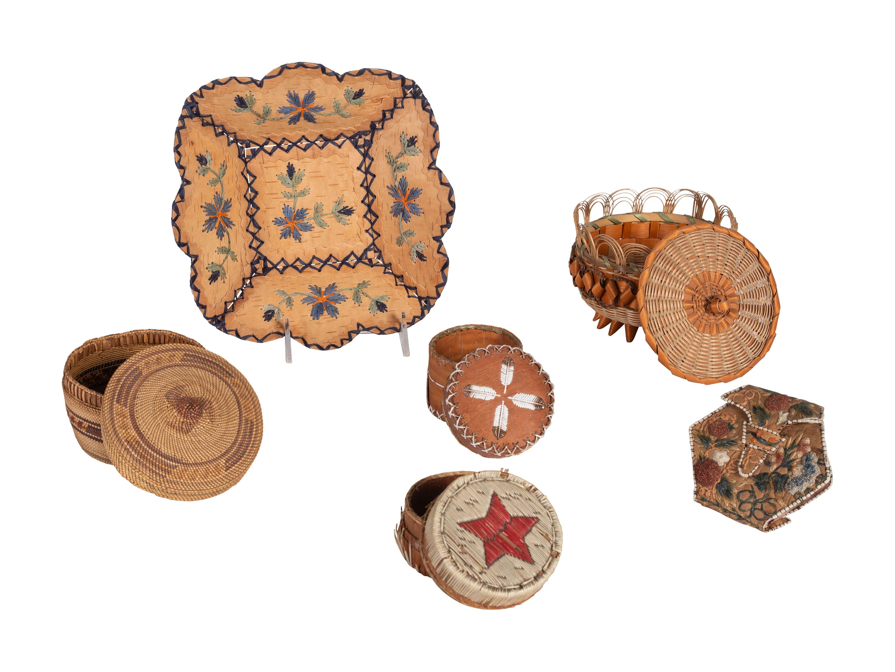 Collection of Great Lakes, Eastern Woodlands, and Makah Baskets