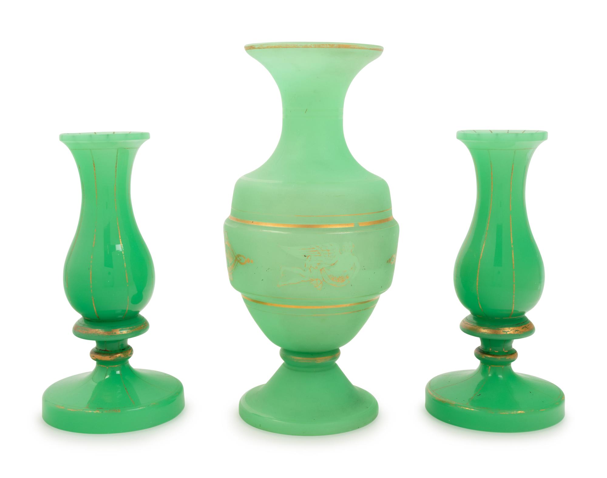 Three Opaline Glass Vases
