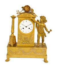 A French Empire Gilt Bronze Mantle Clock Homage a La Plus Belle — 19TH CENTURY