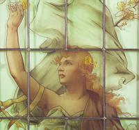 A Belle Epoque Stained and Leaded Glass Window in Four Parts
