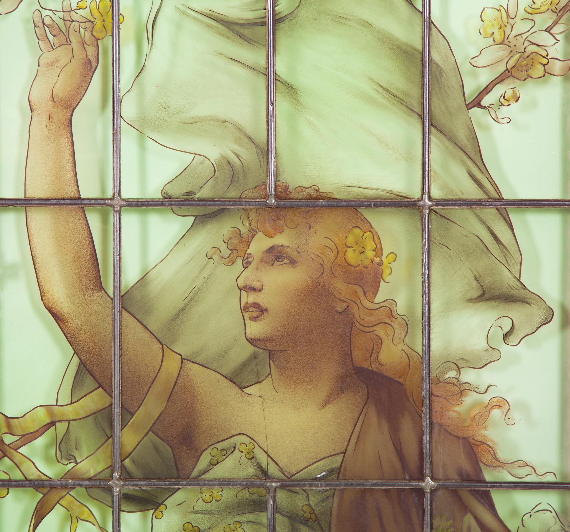 A Belle Epoque Stained and Leaded Glass Window in Four Parts