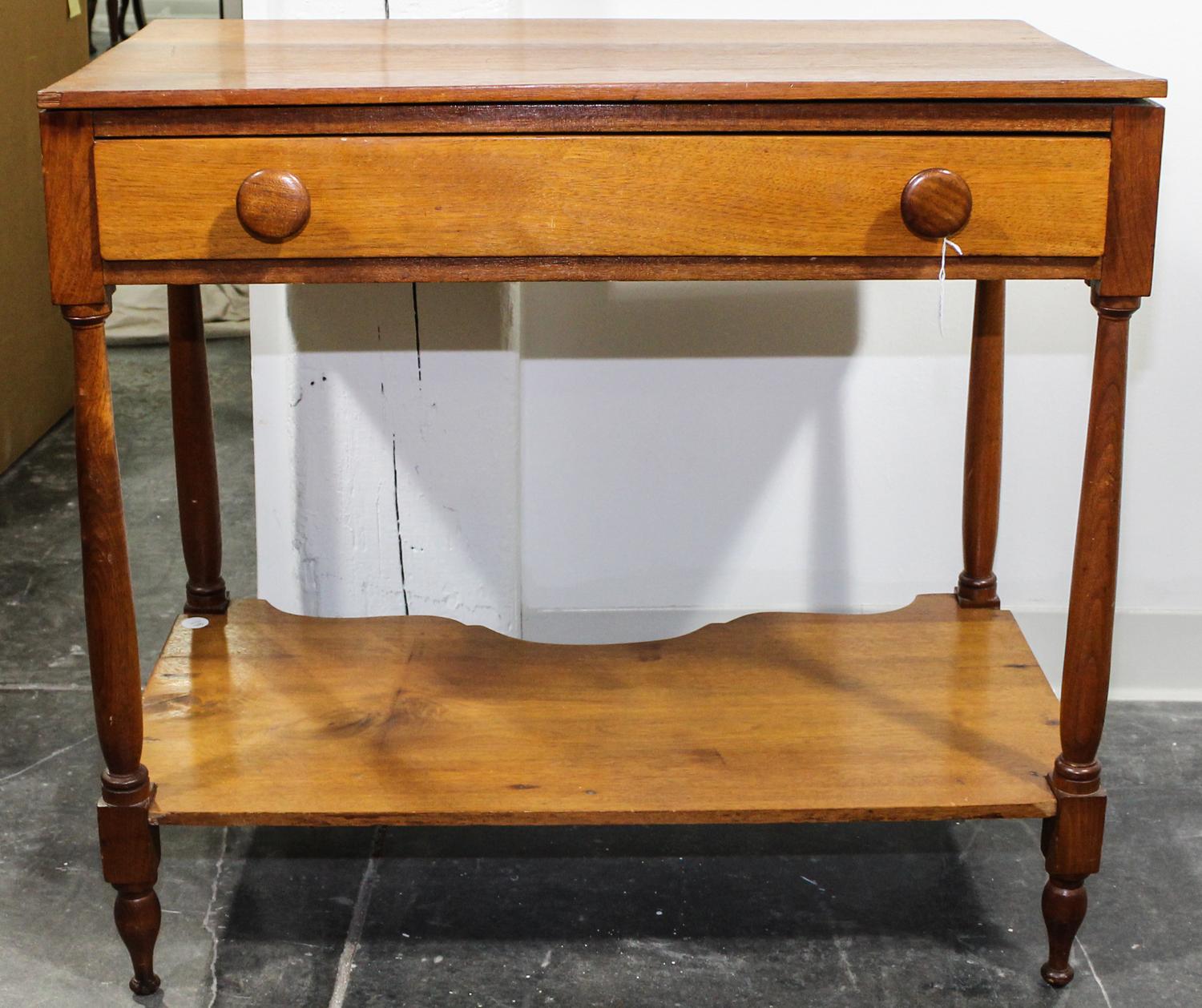 An American Oak Work Table Height 29 x width 30 3/4 x depth 17 1/2 inches. — 19TH CENTURY