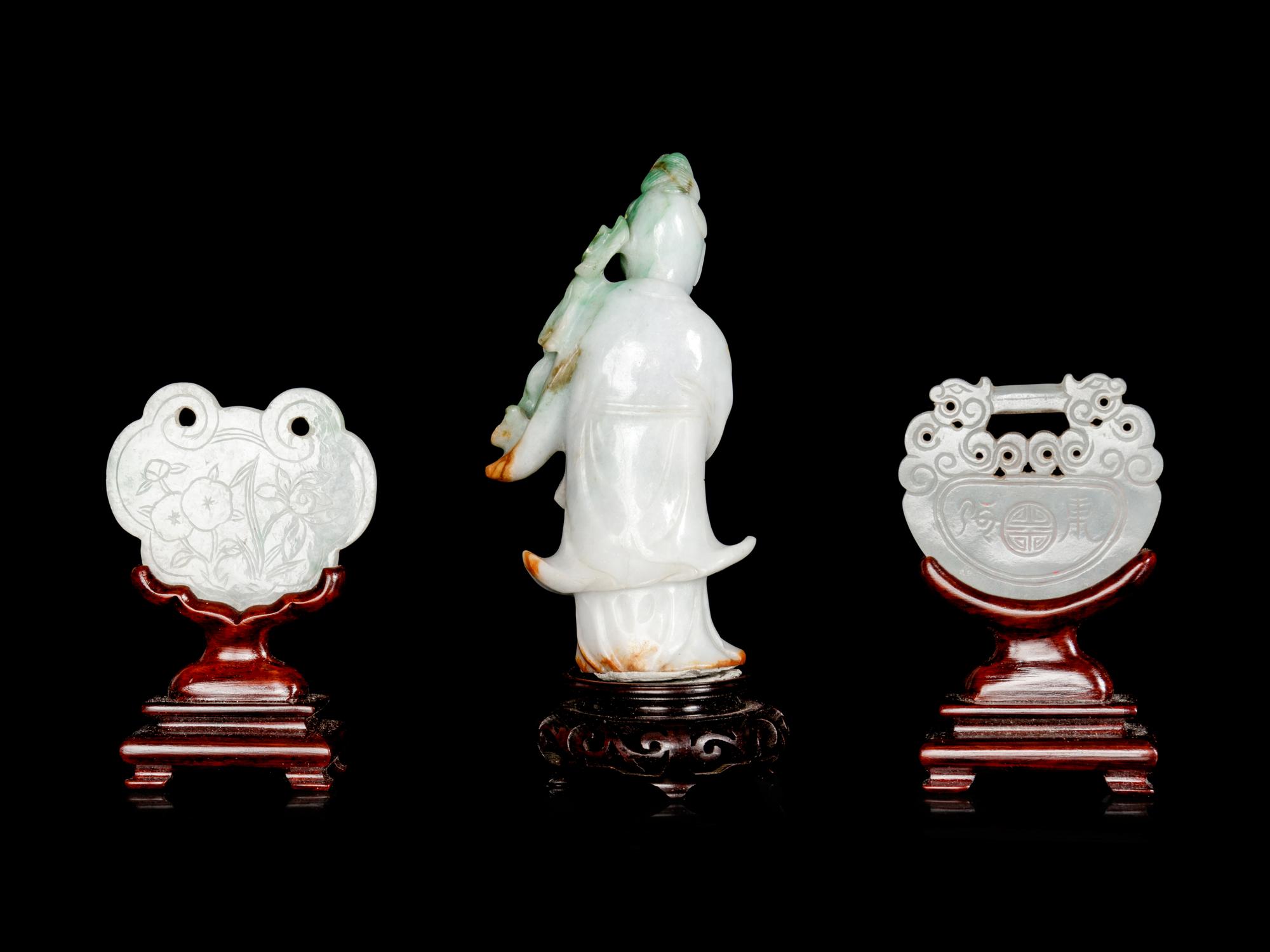 Three Chinese Carved Jadiete Articles