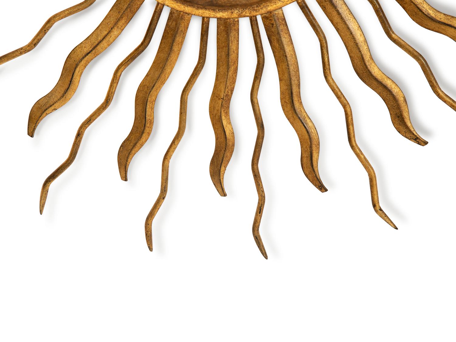 A Gilt Metal Sunburst Ceiling Fixture