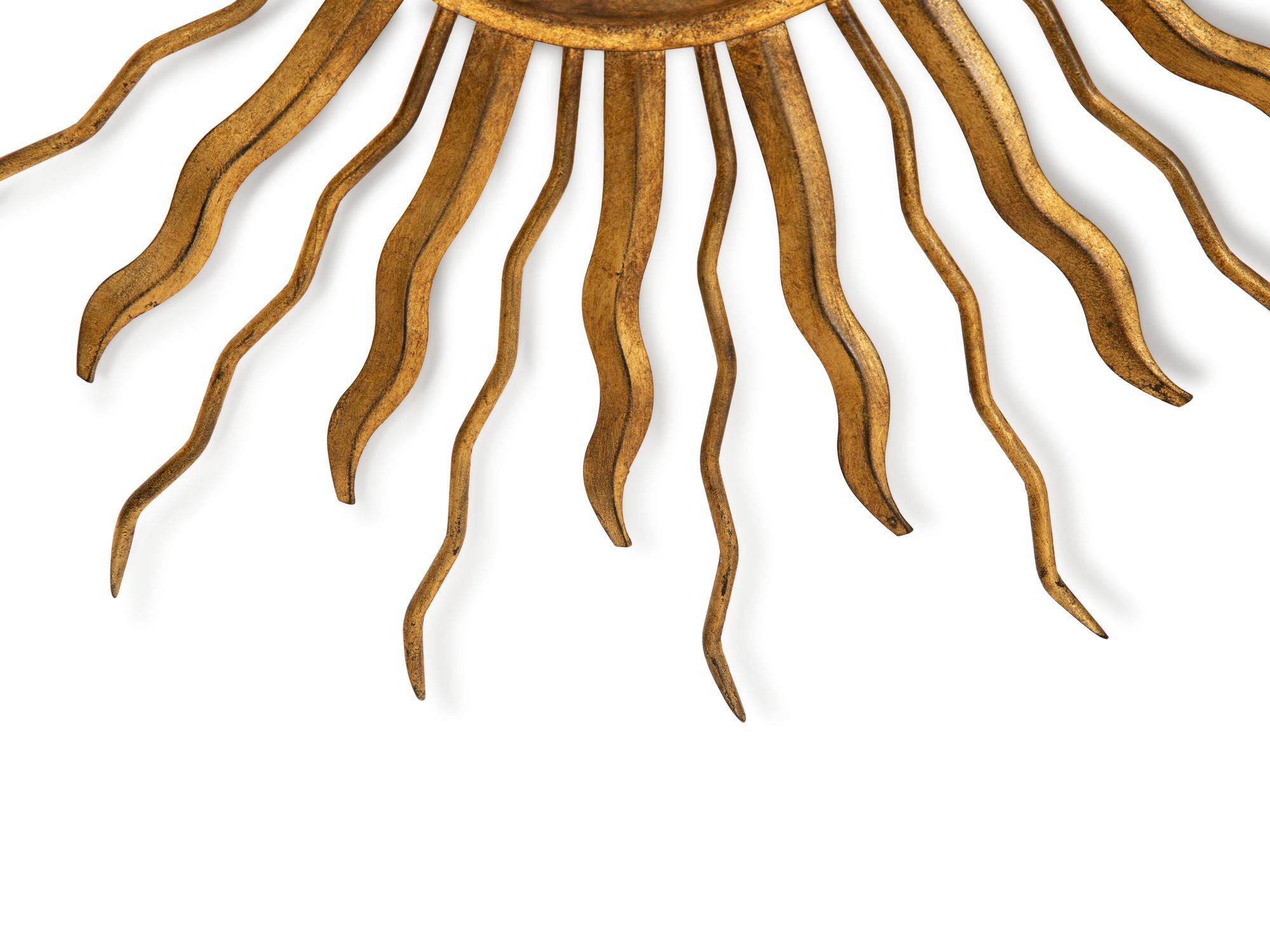 A Gilt Metal Sunburst Ceiling Fixture