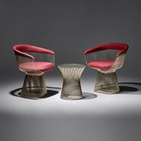Pair of arm chairs with side table Knoll International, USA