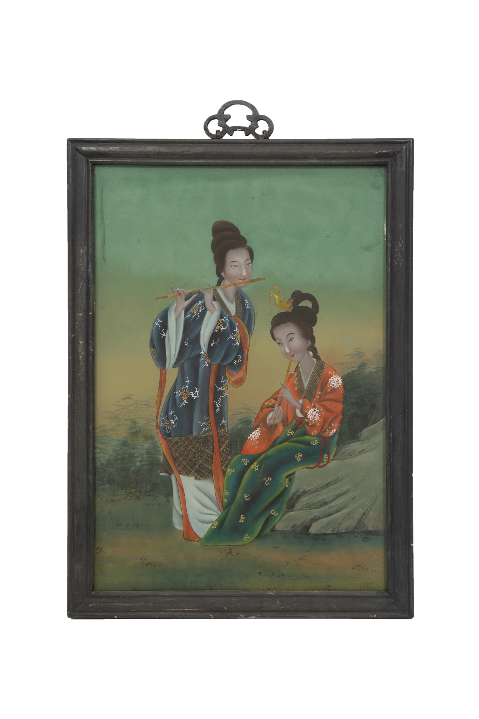A Pair of Chinese Reverse Paintings on Glass