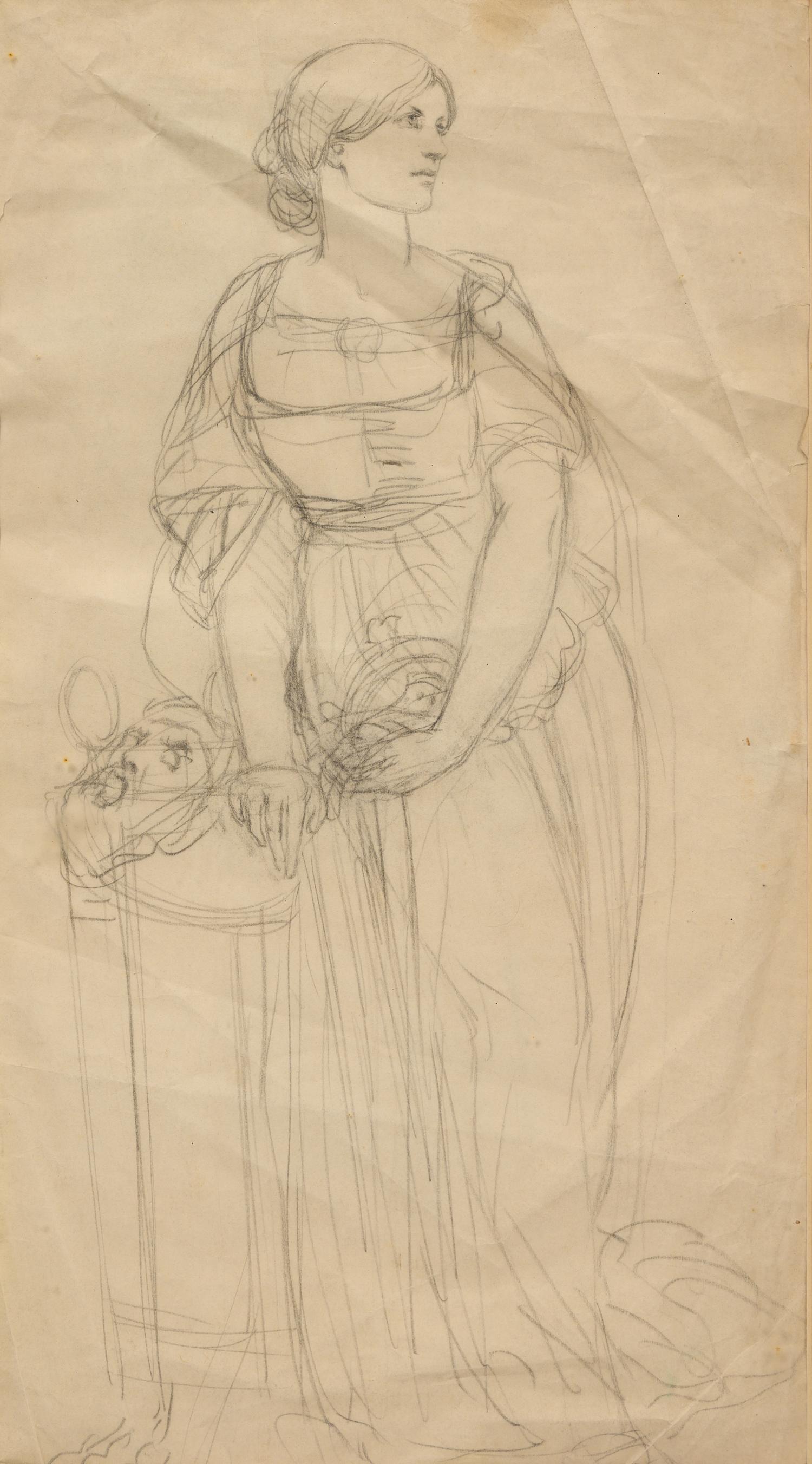 An early preliminary study of Helen Faucit as Antigone , c. 1845