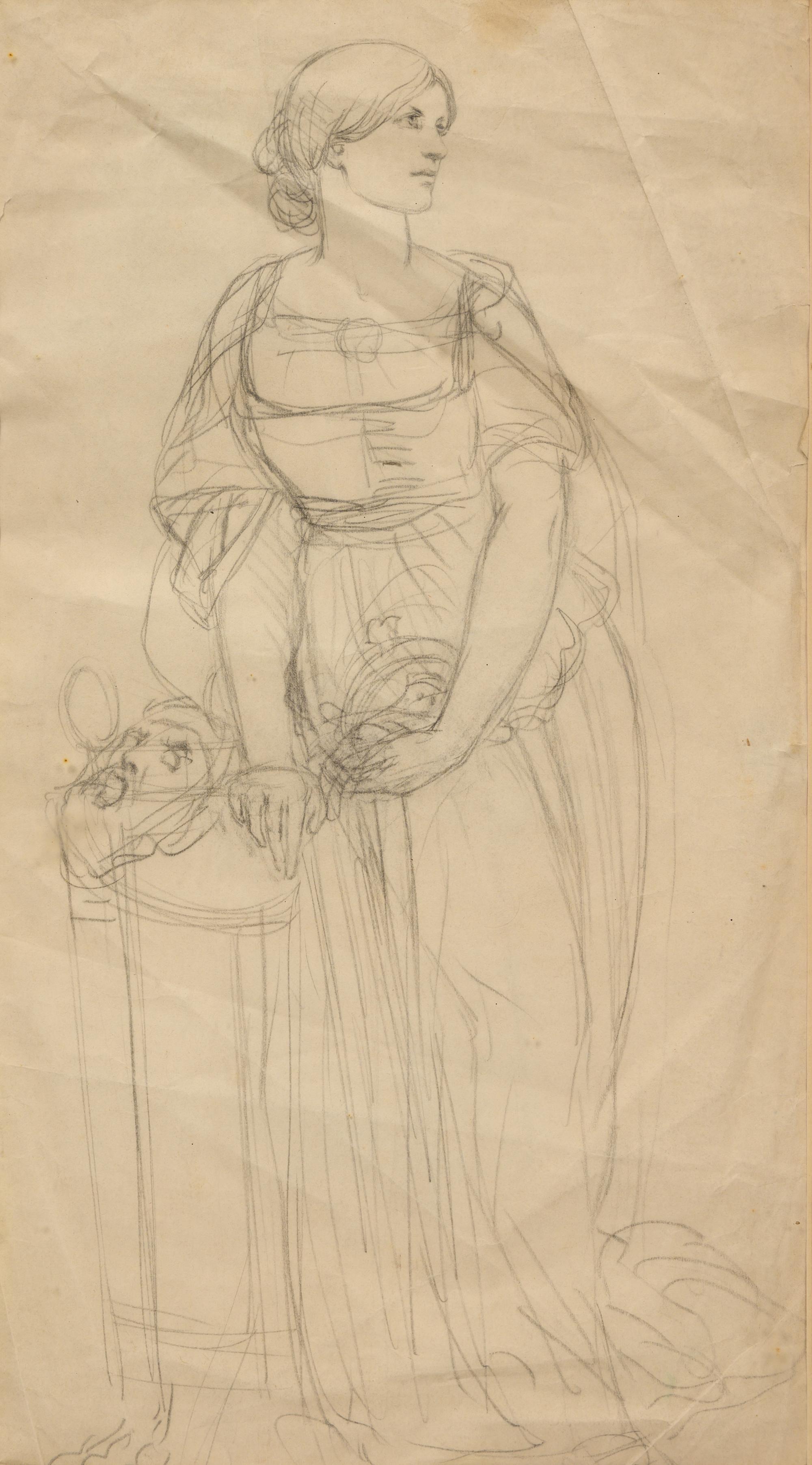 An early preliminary study of Helen Faucit as Antigone , c. 1845