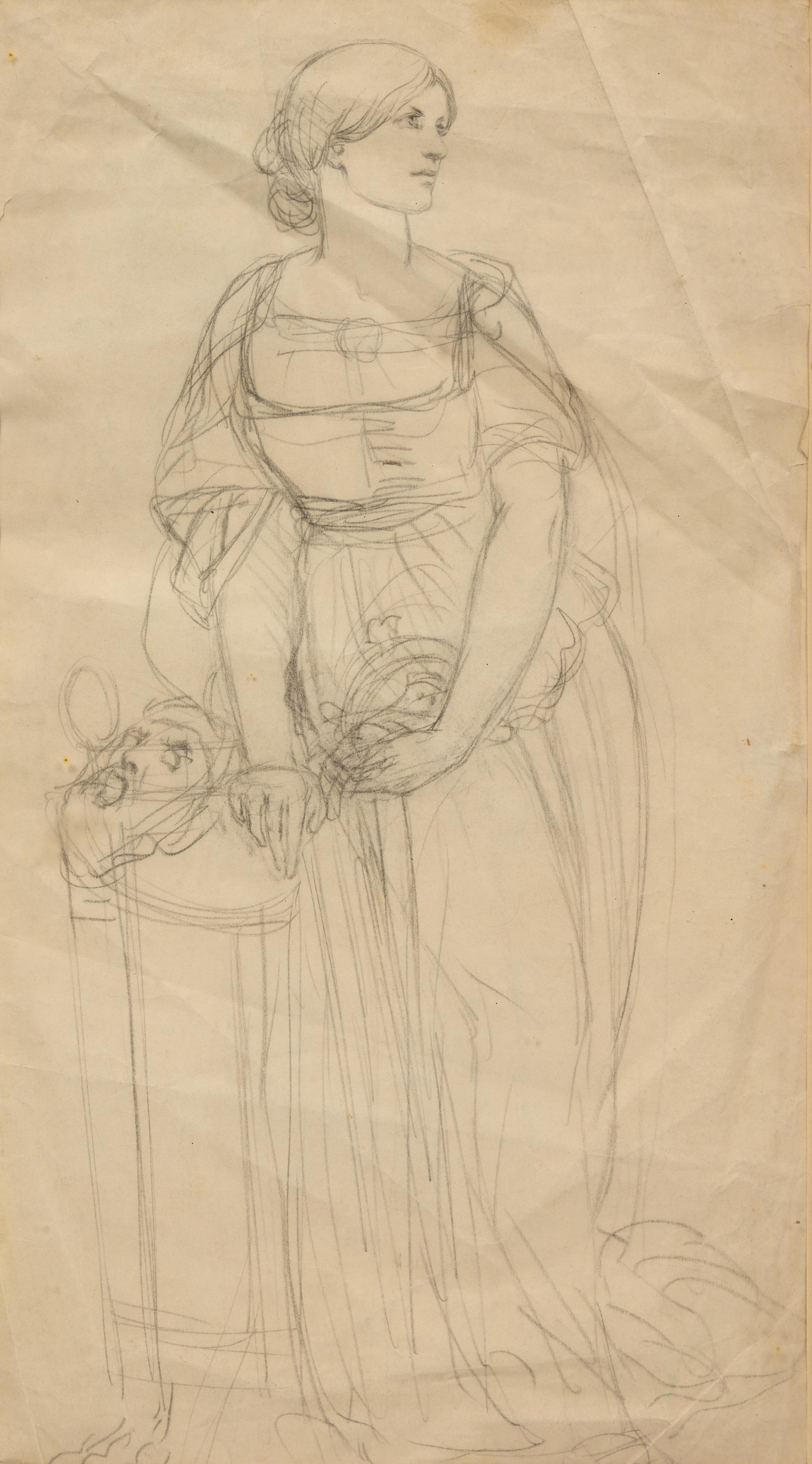 An early preliminary study of Helen Faucit as Antigone , c. 1845