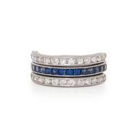 PLATINUM, DIAMOND, RUBY AND SAPPHIRE ETERNITY FLIP RING