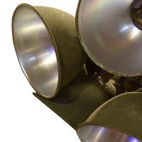 A Multi-Light Chandelier with American Army Issued Shades 31" W x 31" D x 68" H — United States, Circa 1940