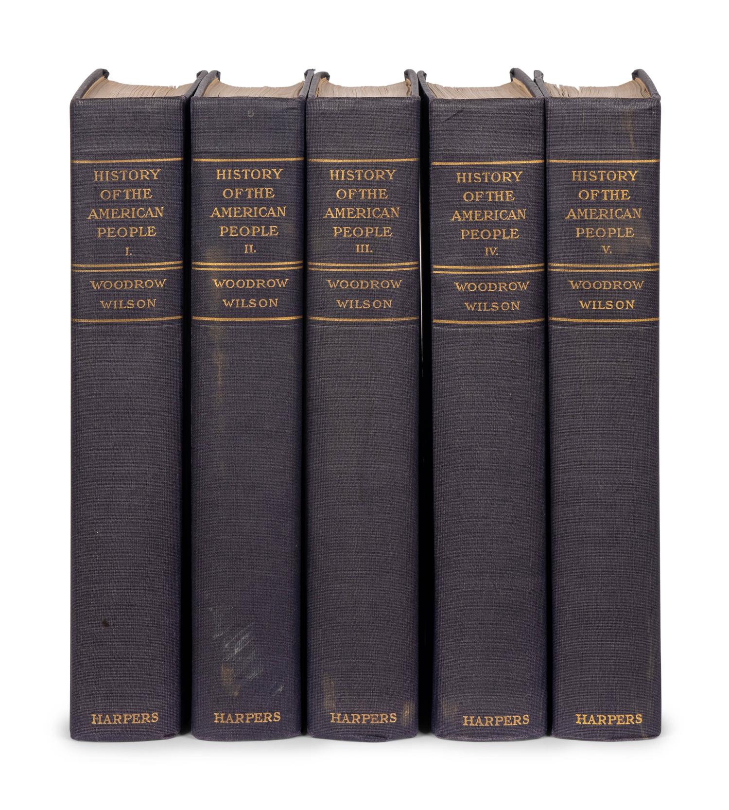 WILSON, Woodrow (1856-1924). A document signed and a group of 7 works, including: