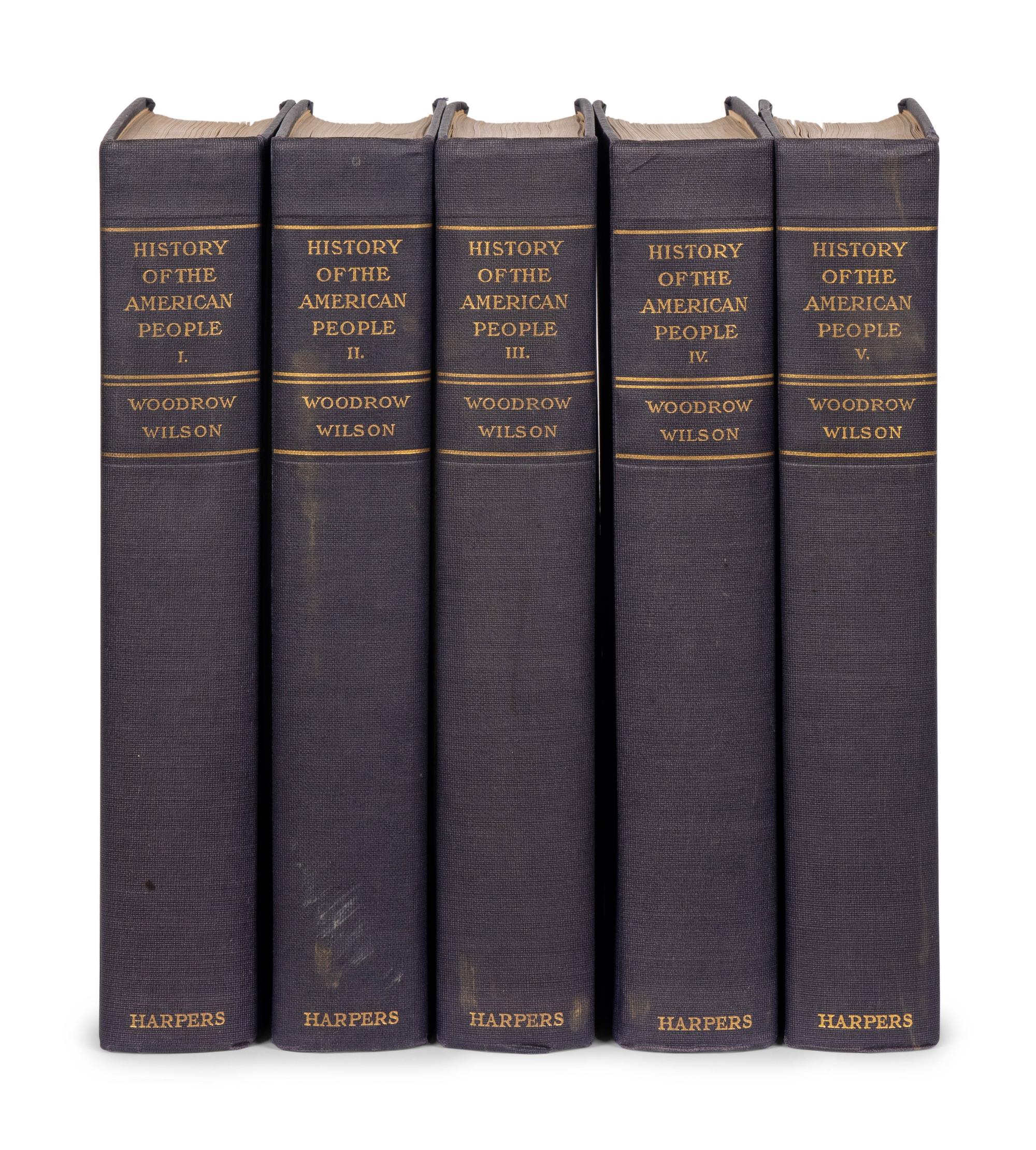 WILSON, Woodrow (1856-1924). A document signed and a group of 7 works, including: