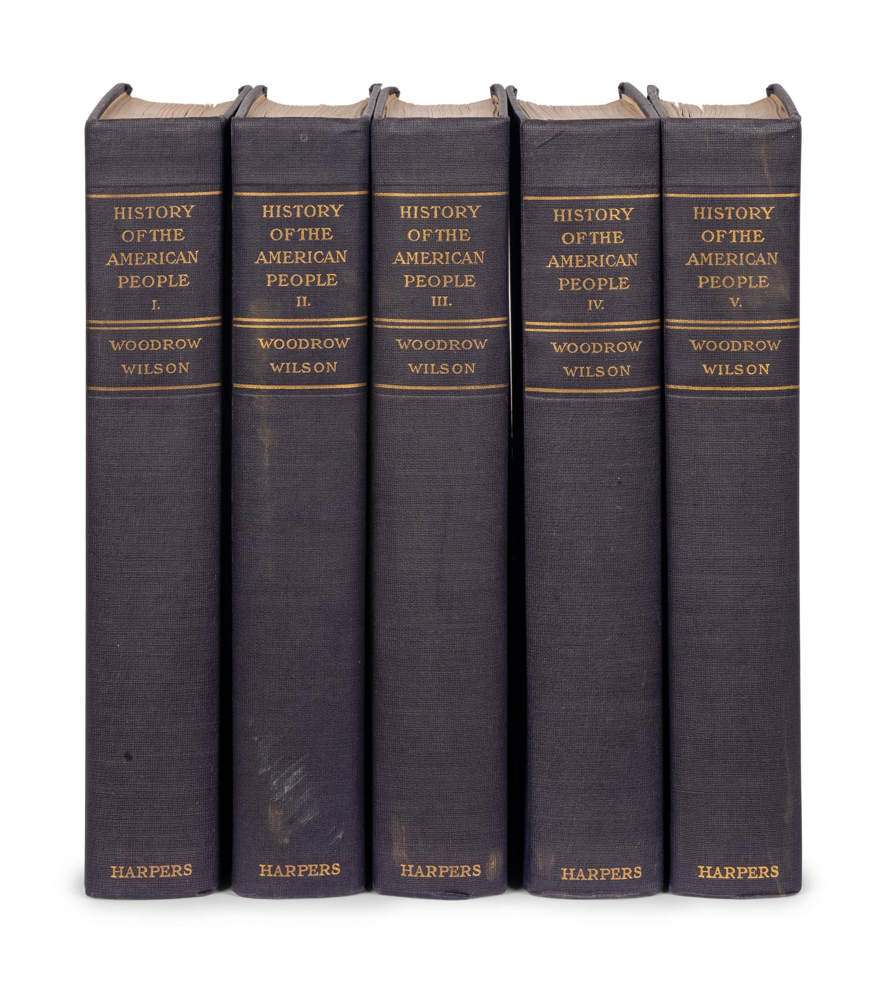 WILSON, Woodrow (1856-1924). A document signed and a group of 7 works, including: