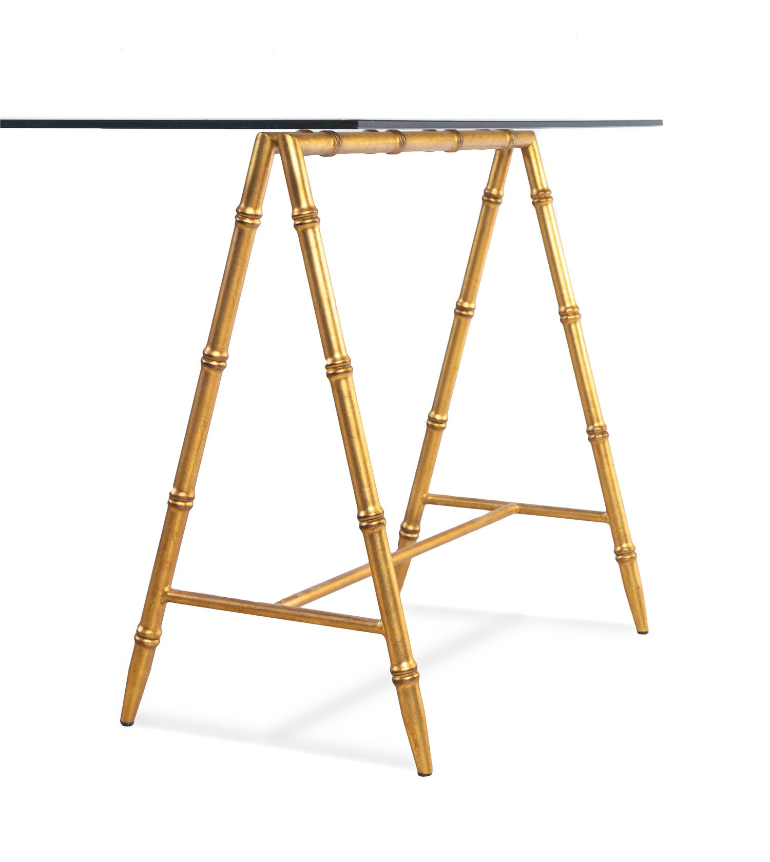 A Nicholas Haslam Gilt Metal and Glass Dining Table or Desk Retailed by Scalamandré