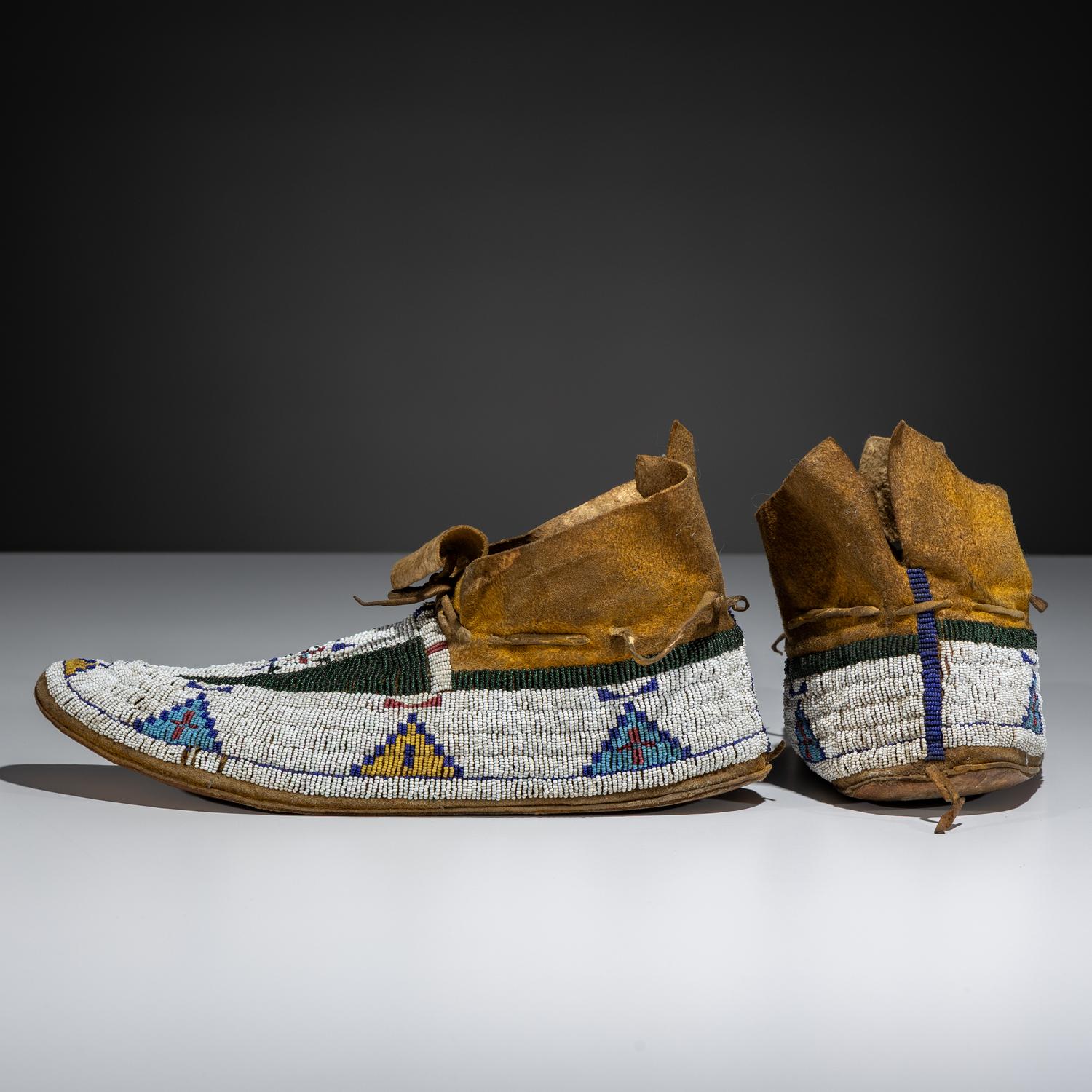 Cheyenne Beaded Hide Moccasins