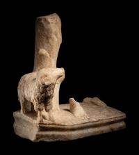 A Roman Marble Sculpture Base with a Ram