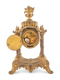 A Louis XV Style Gilt Metal Mantel Clock