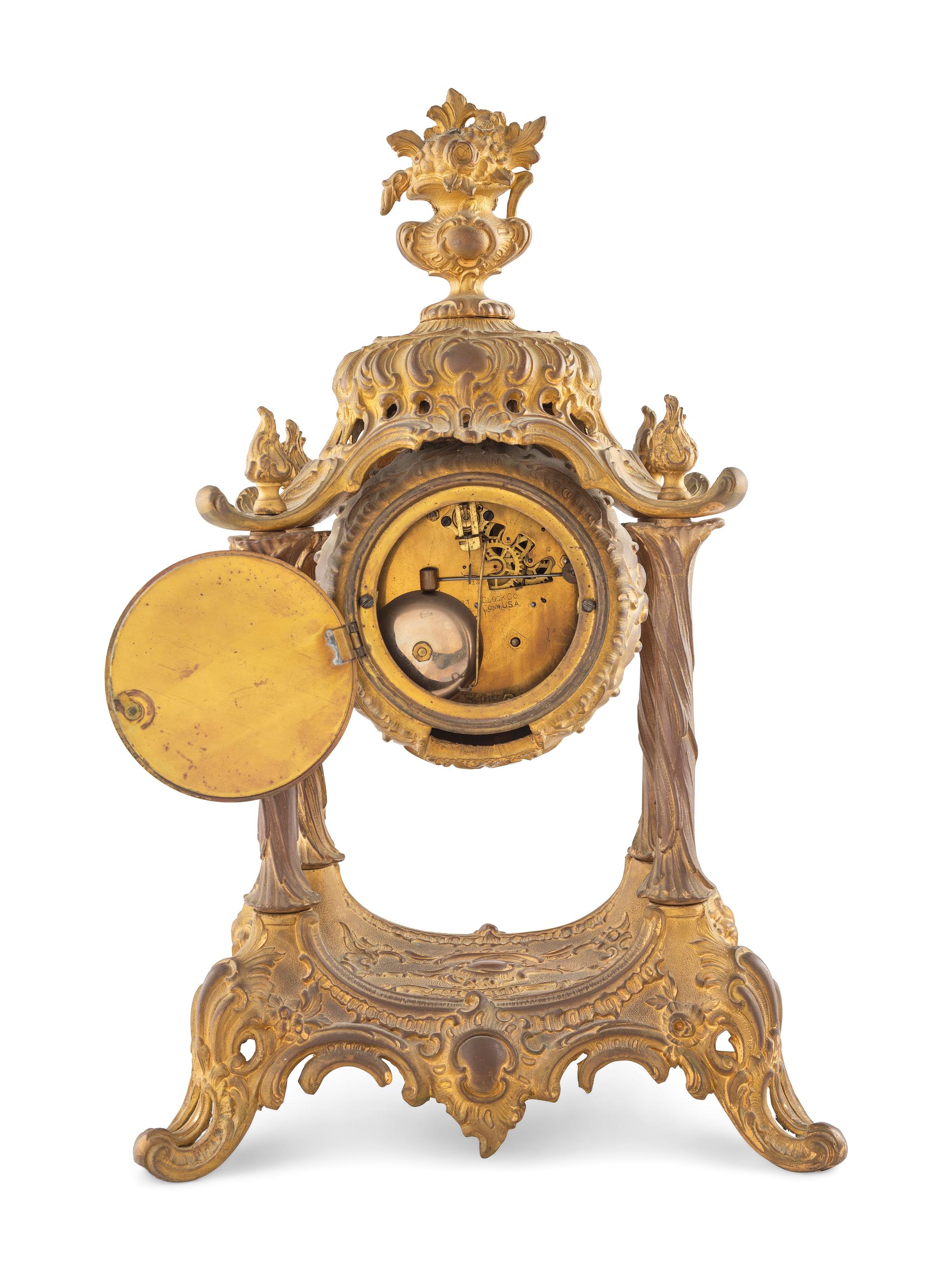 A Louis XV Style Gilt Metal Mantel Clock