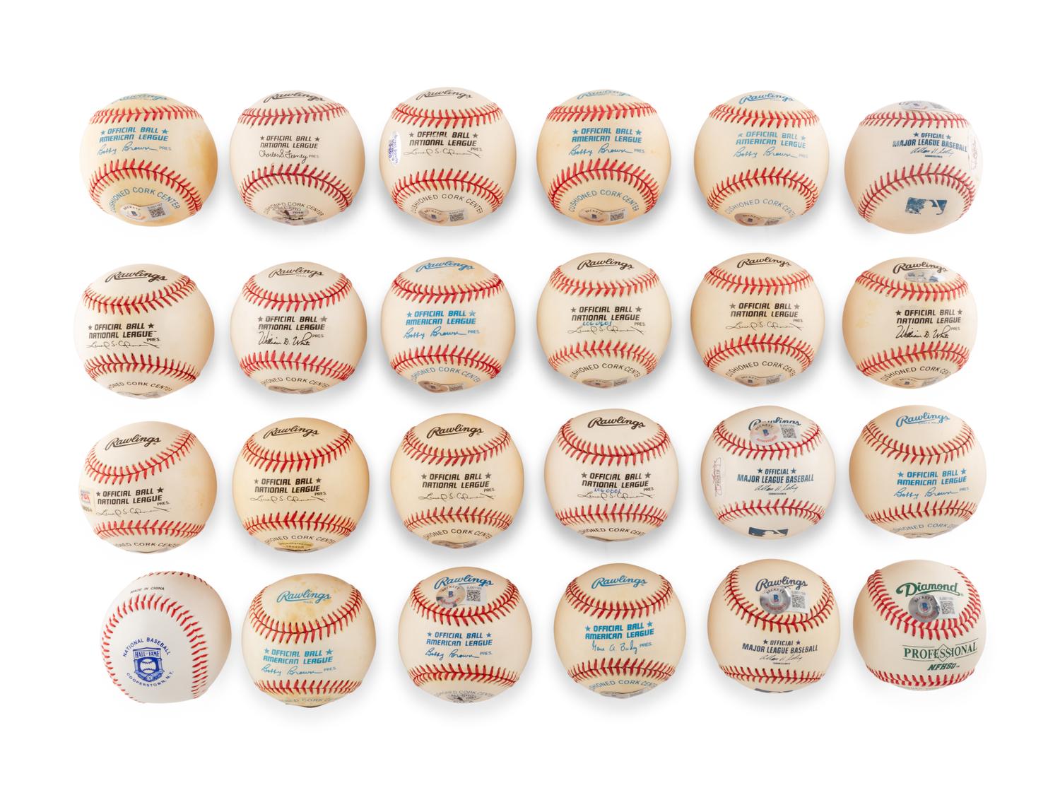 A Large Group of Hall of Fame Pitcher Single Signed Autograph Baseballs,