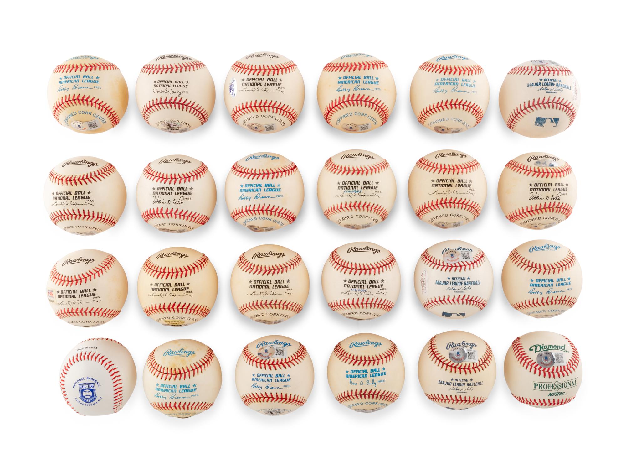 A Large Group of Hall of Fame Pitcher Single Signed Autograph Baseballs,