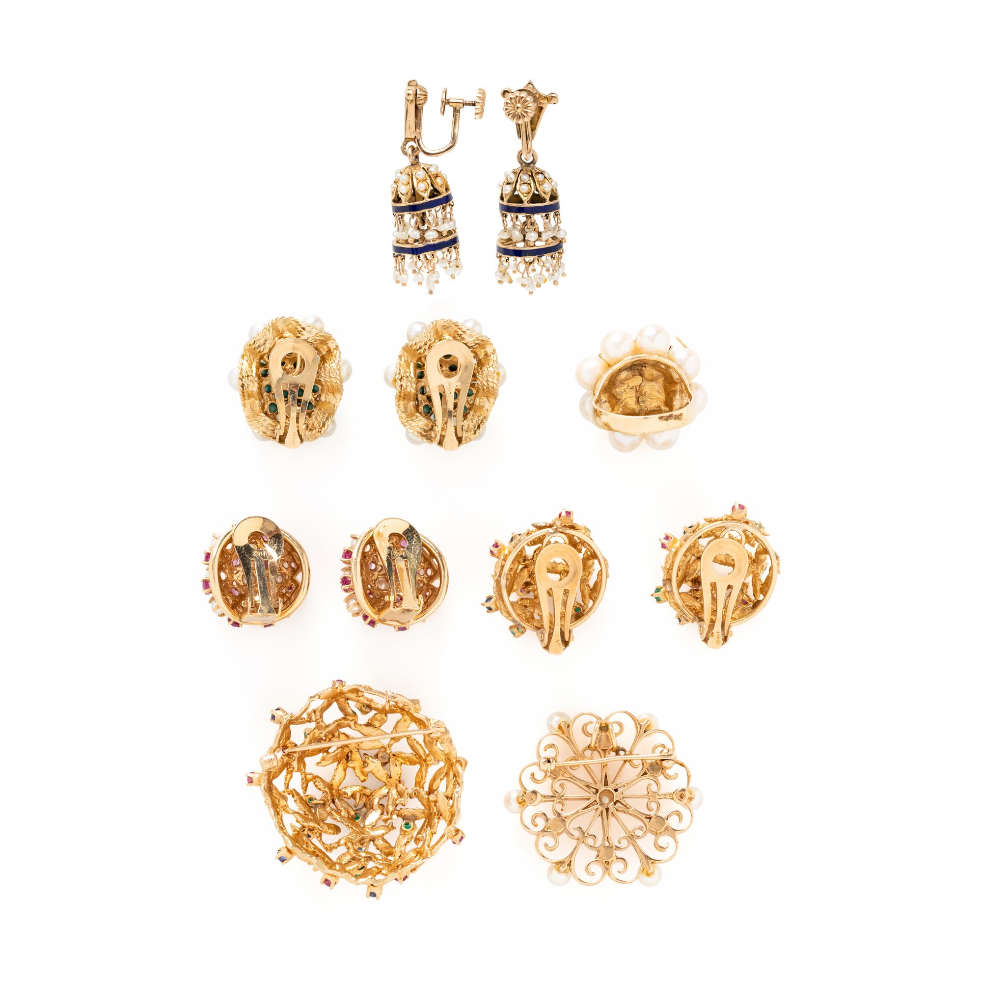 COLLECTION OF YELLOW GOLD AND MULTIGEM JEWELRY