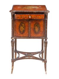 A George III Painted Burl Walnut Small Commode