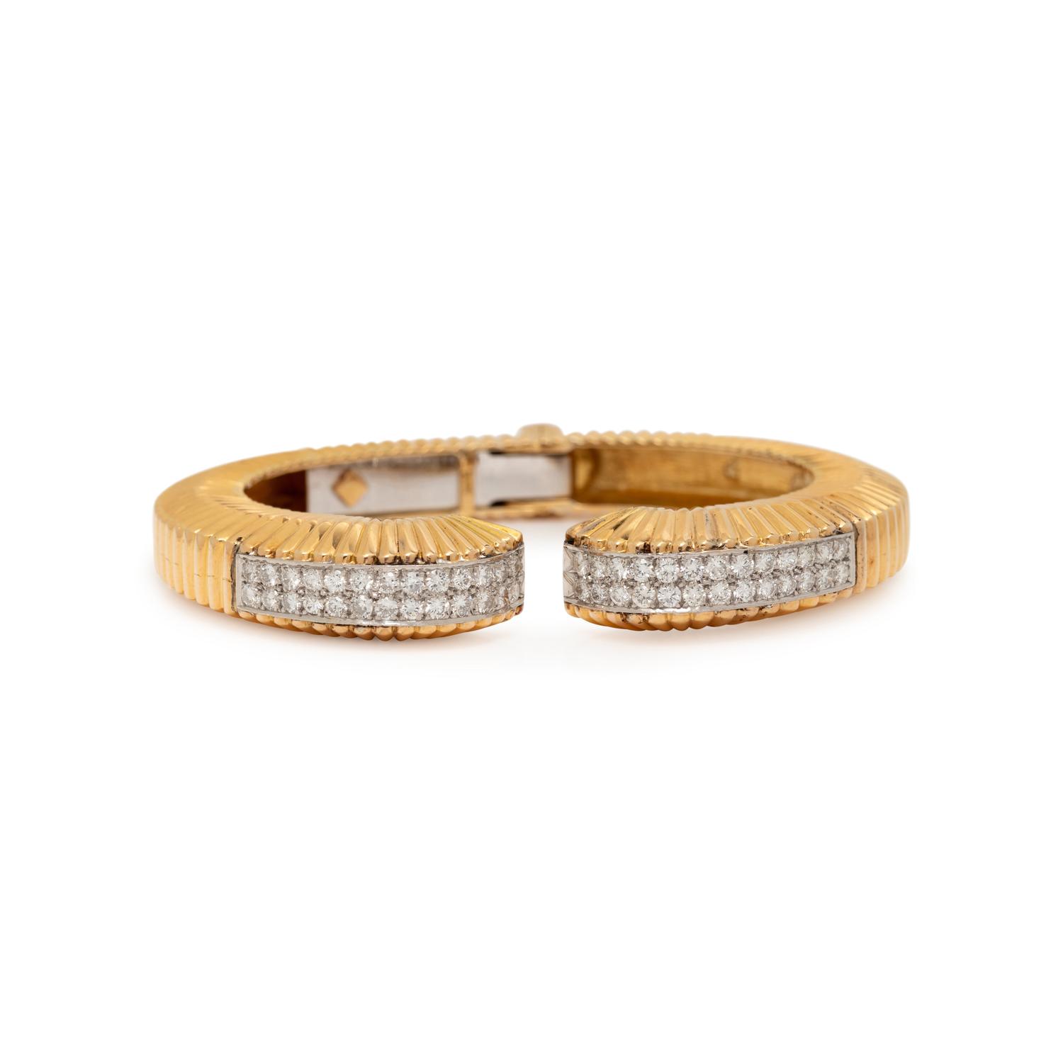 YELLOW GOLD AND DIAMOND CUFF BRACELET