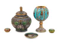 Five Chinese Cloisonné Enameled Articles