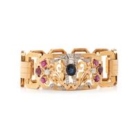 YELLOW GOLD, RUBY, SAPPHIRE AND DIAMOND BRACELET