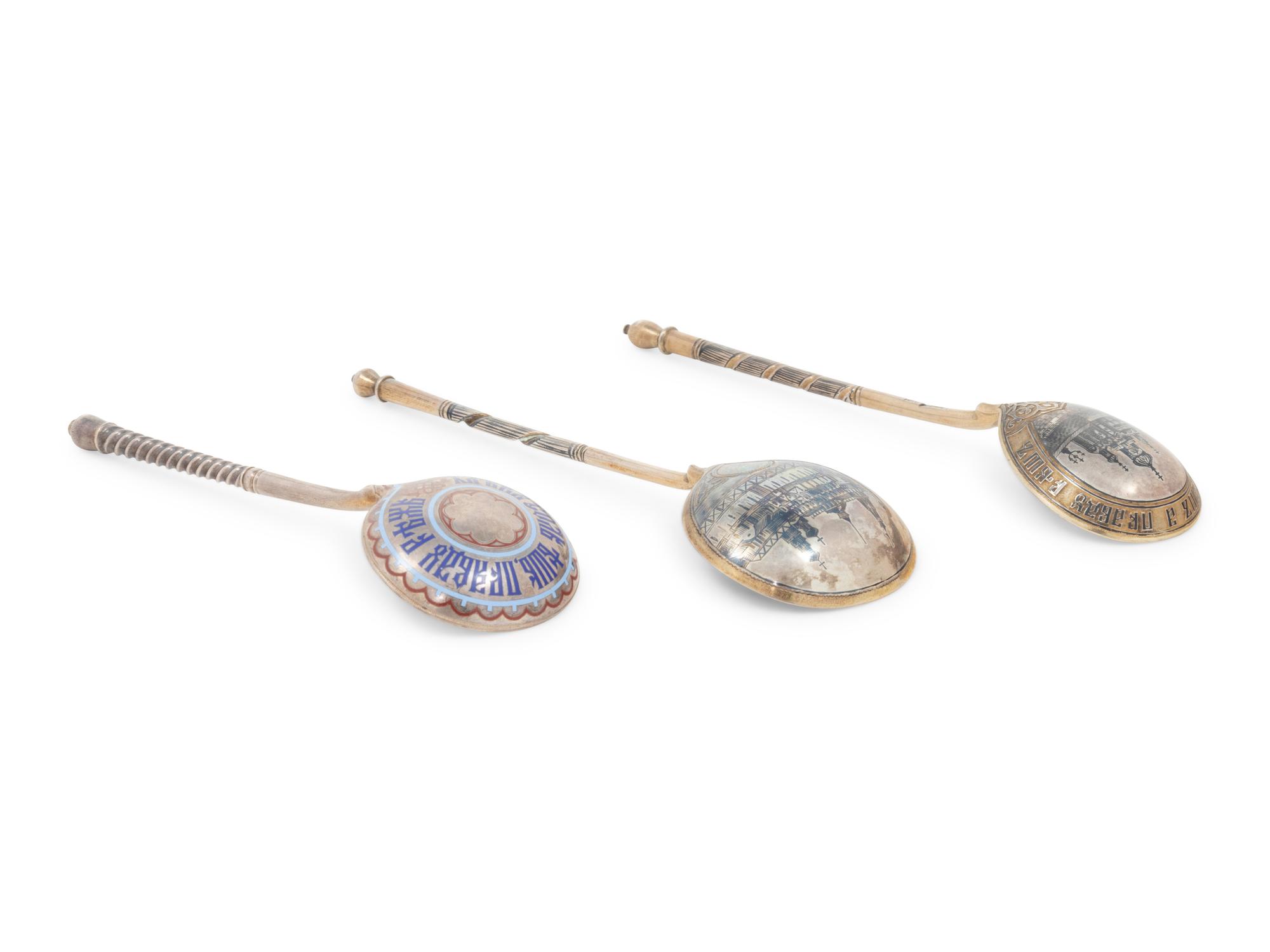 Three Russian Silver Spoons